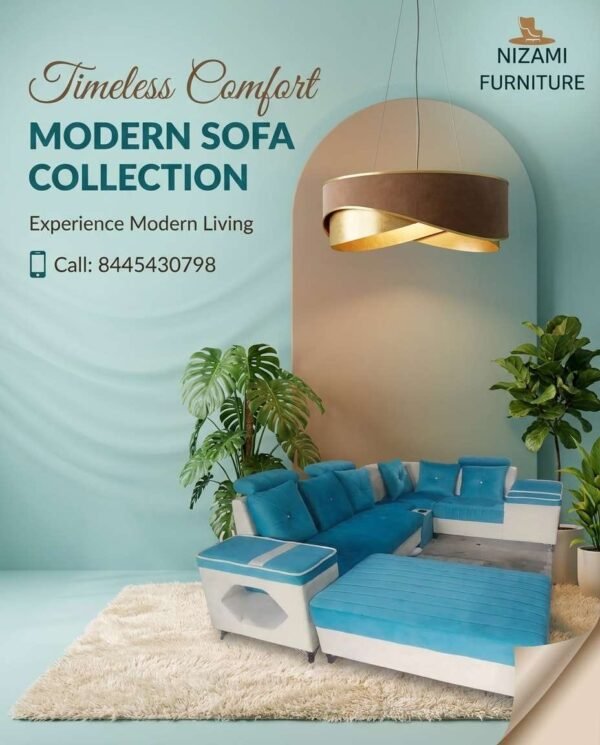 Blue sofa set design