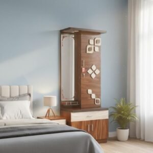 Zoey Engineered Wood Door Wardrobe With in Classic Walnut Finish